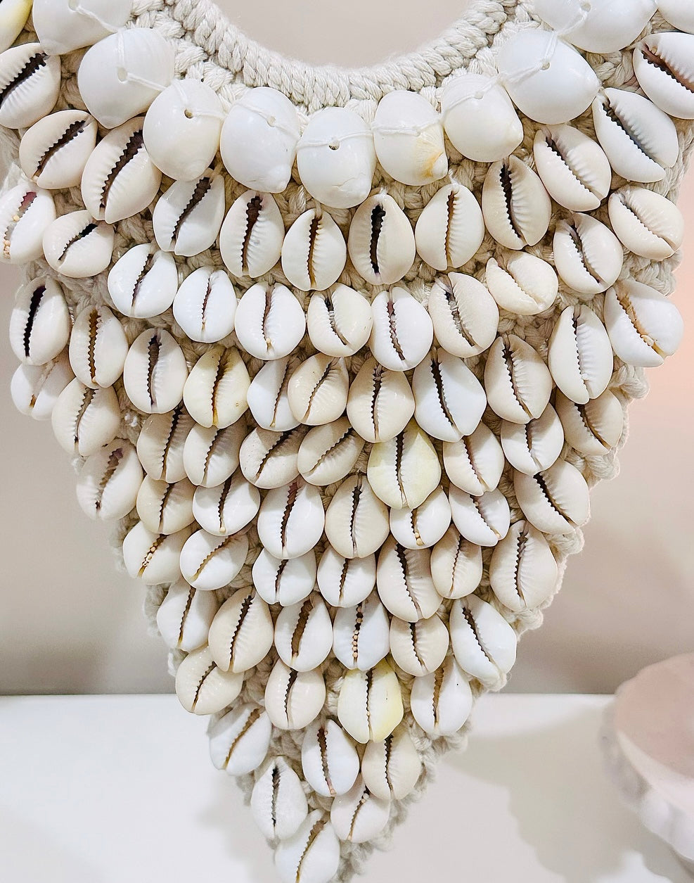 Beauty Large White Coastal Shell Necklace On Stand 46cm x 22cm