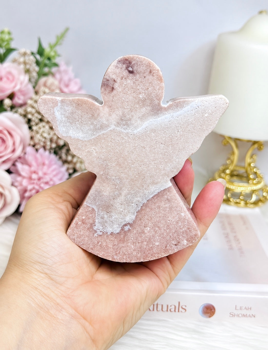 Chunky Pink Amethyst Carved Angel 10.5cm 332g