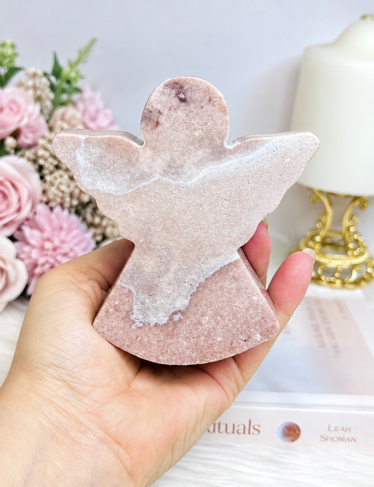 Chunky Pink Amethyst Carved Angel 10.5cm 332g