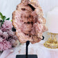 Large 904gram Pink Amethyst Druzy Geode On Stand From Brazil