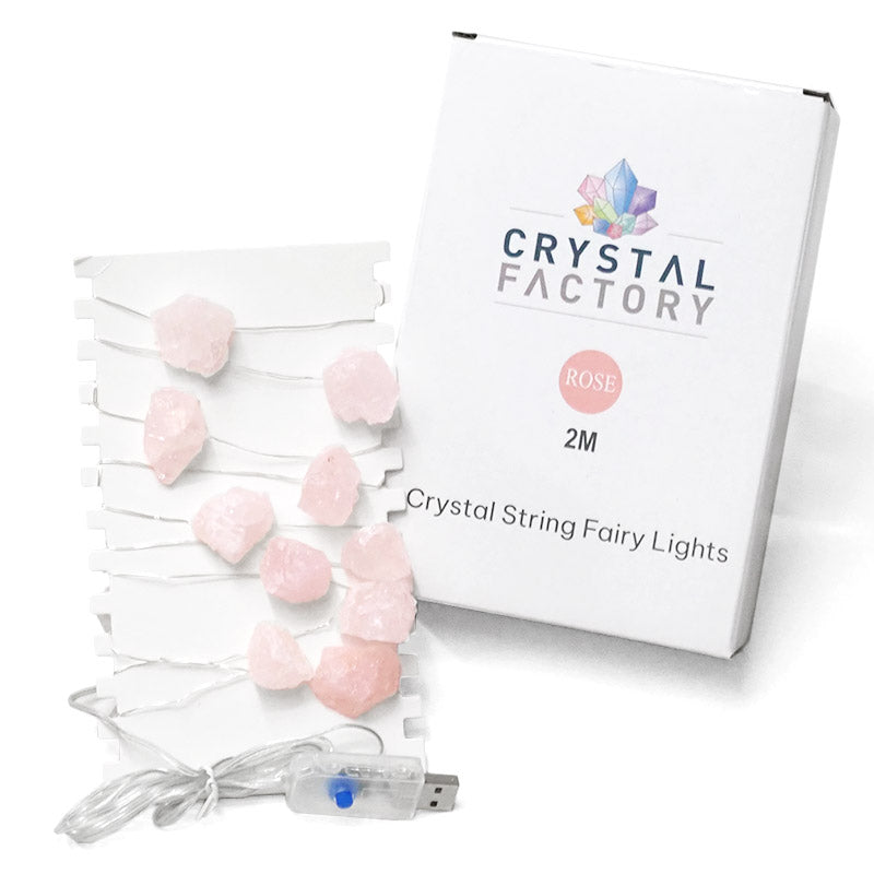 Beautiful Rose Quartz Crystal String Fairy Lights with Adapter