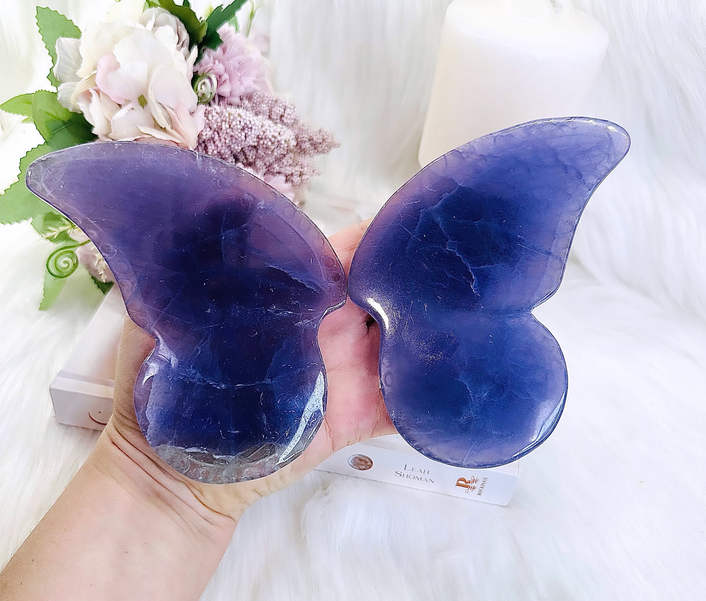 WOW!!!! Incredible Stunning Large 26cm Purple  Fluorite Butterfly Wings on Gold Stand ~ A Spectacular Set