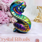 Fertility & Rebirth ~ Amazing Perfectly Carved Titanium Aura Quartz Bright Colourful Snake