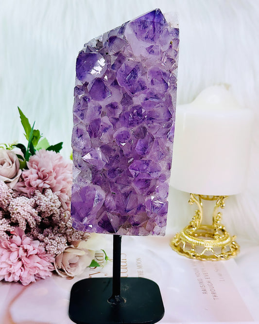 ⚜️ SALE ⚜️ !!!! Classy & Fabulous Large 1.4KG 22cm High Grade Chunky Amethyst Agate Cluster On Stand From Brazil ~ A Truly Exquisite Piece