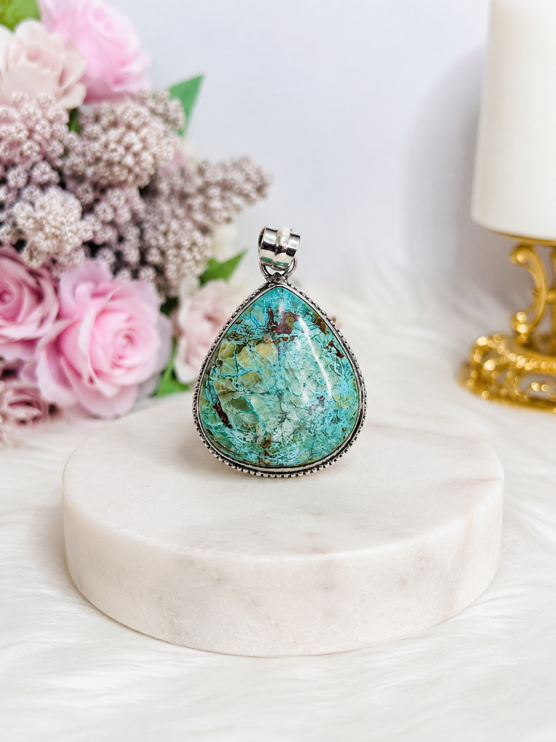 Chrysocolla Sterling Silver Pendant