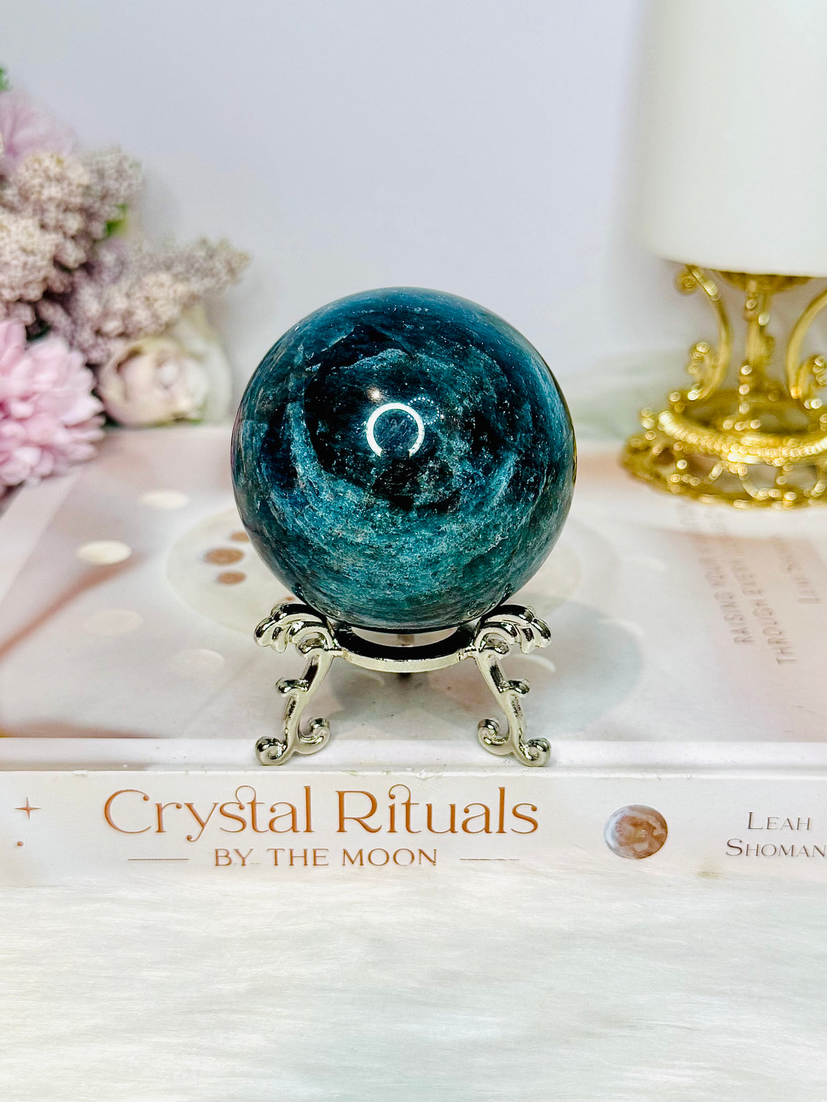 Blue Apatite Sphere on Stand 347g