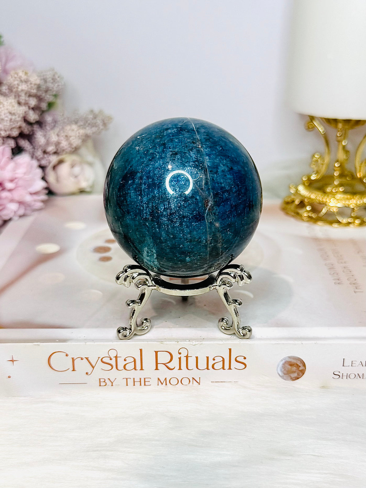 Blue Apatite Sphere on Stand 347g