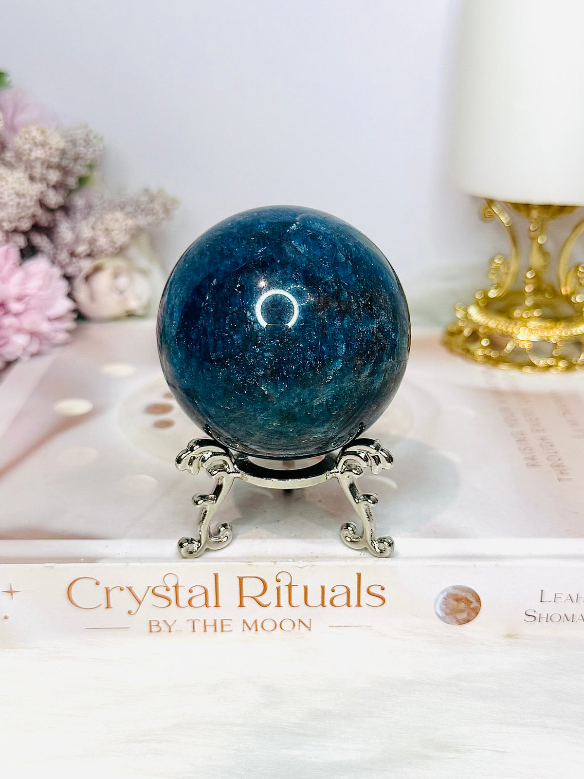 Blue Apatite Sphere on Stand 347g