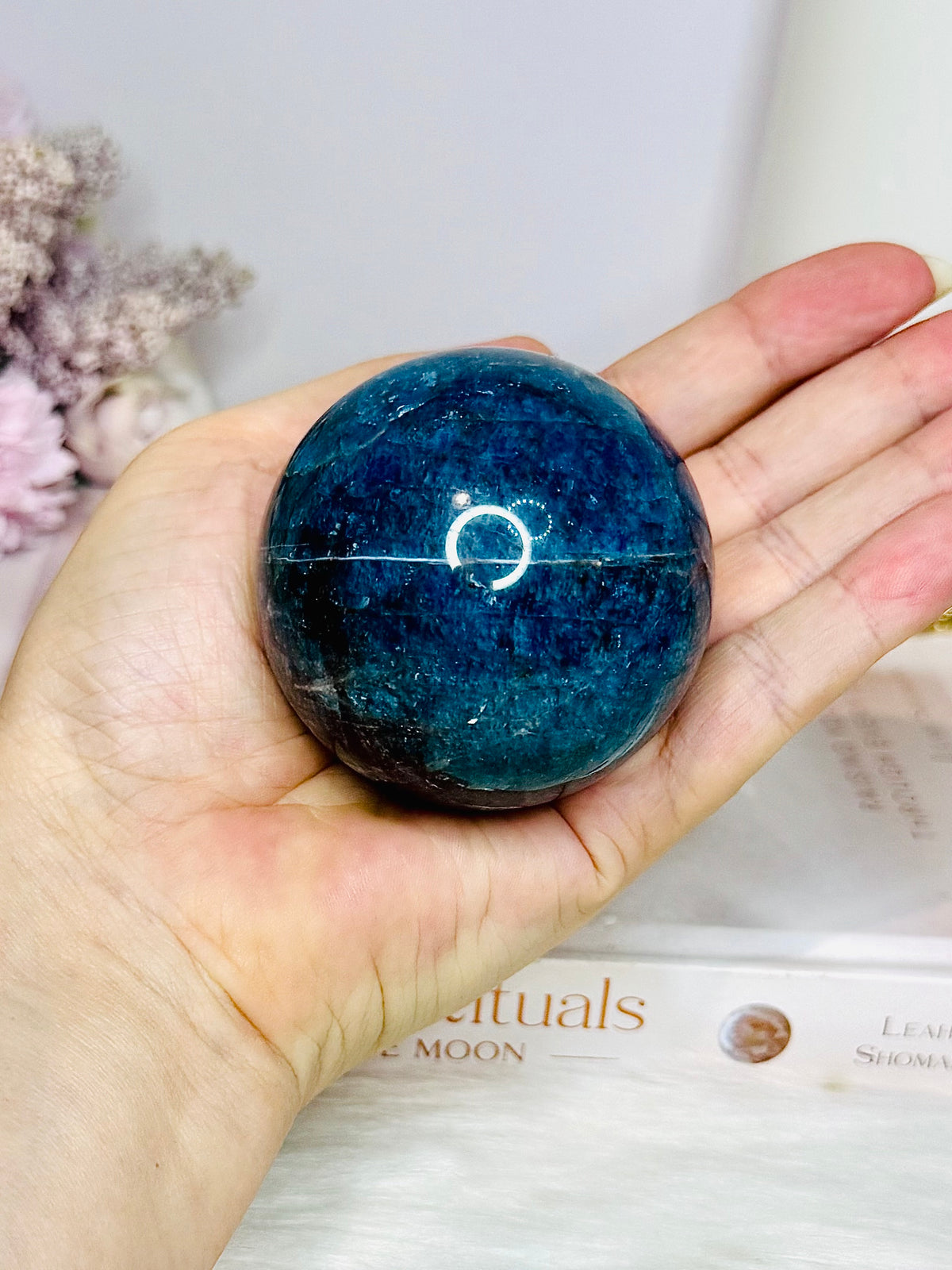 Blue Apatite Sphere on Stand 347g