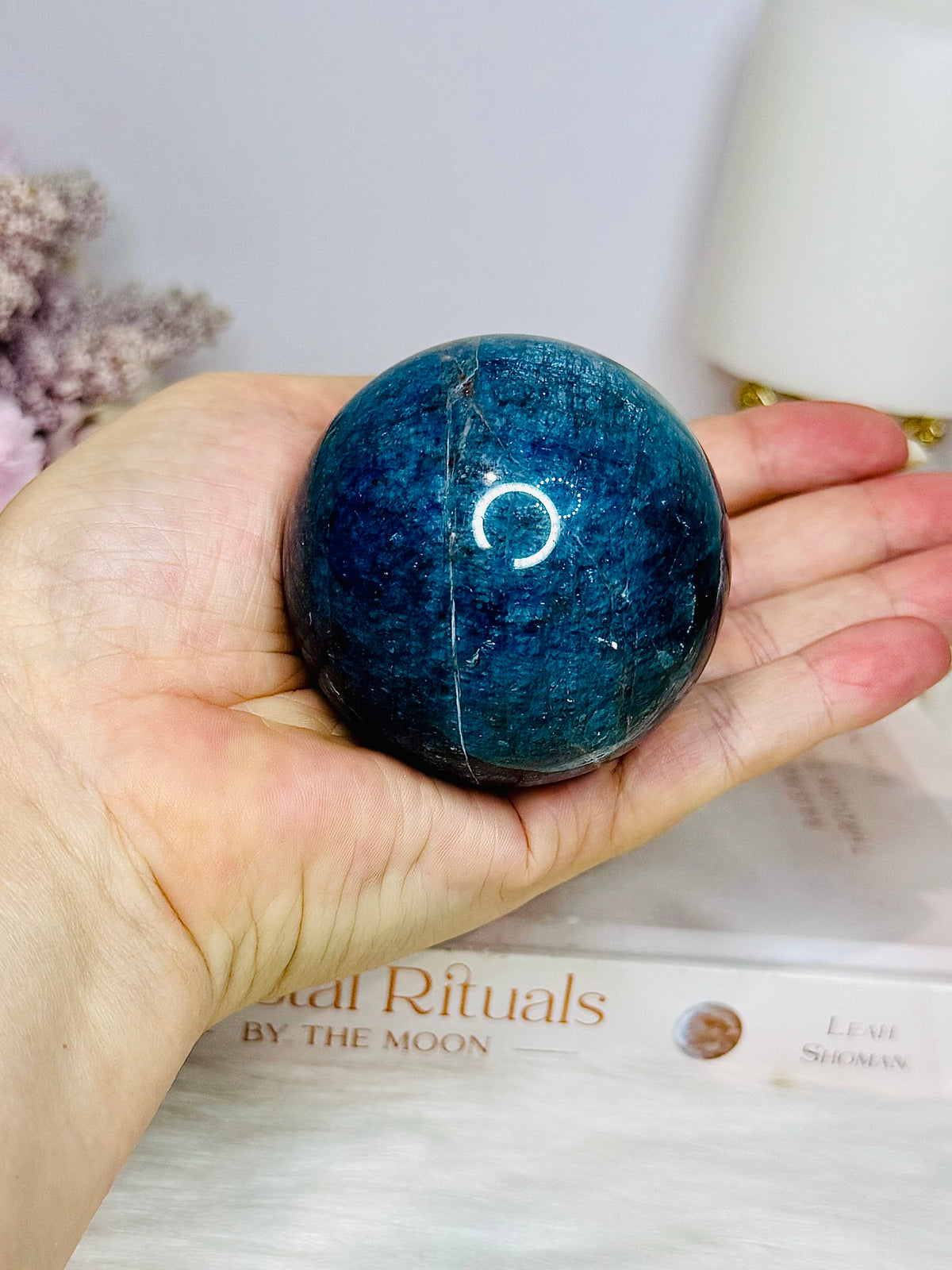 Blue Apatite Sphere on Stand 347g