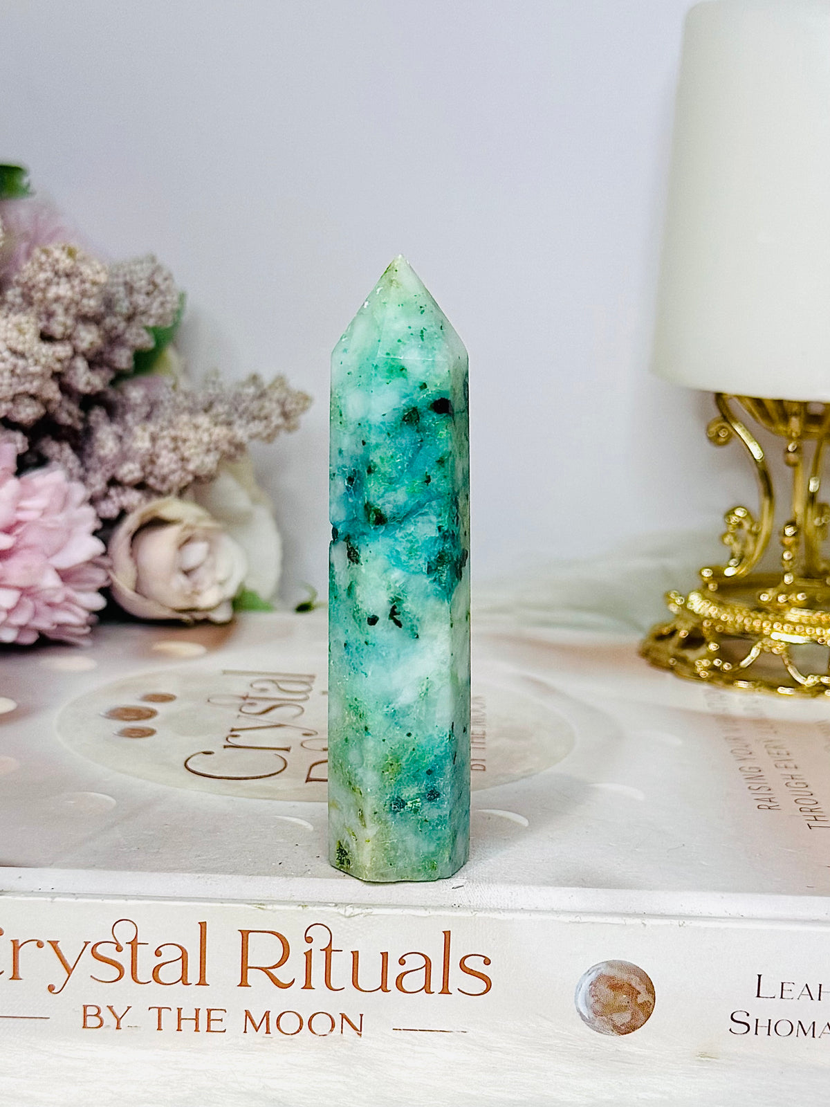 Phoenix Stone (Malachite, Chrysocolla, Turquoise) Tower 9cm