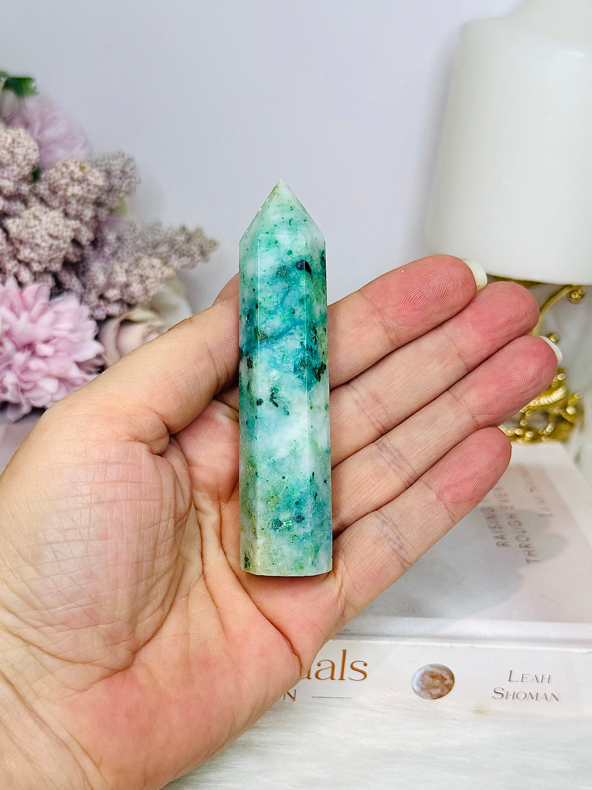 Phoenix Stone (Malachite, Chrysocolla, Turquoise) Tower 9cm