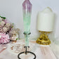 Watermelon Fluorite Wand | Tower with Rainbows on Stand 20cm