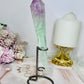 Watermelon Fluorite Wand | Tower with Rainbows on Stand 20cm