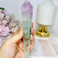 Watermelon Fluorite Wand | Tower with Rainbows on Stand 20cm