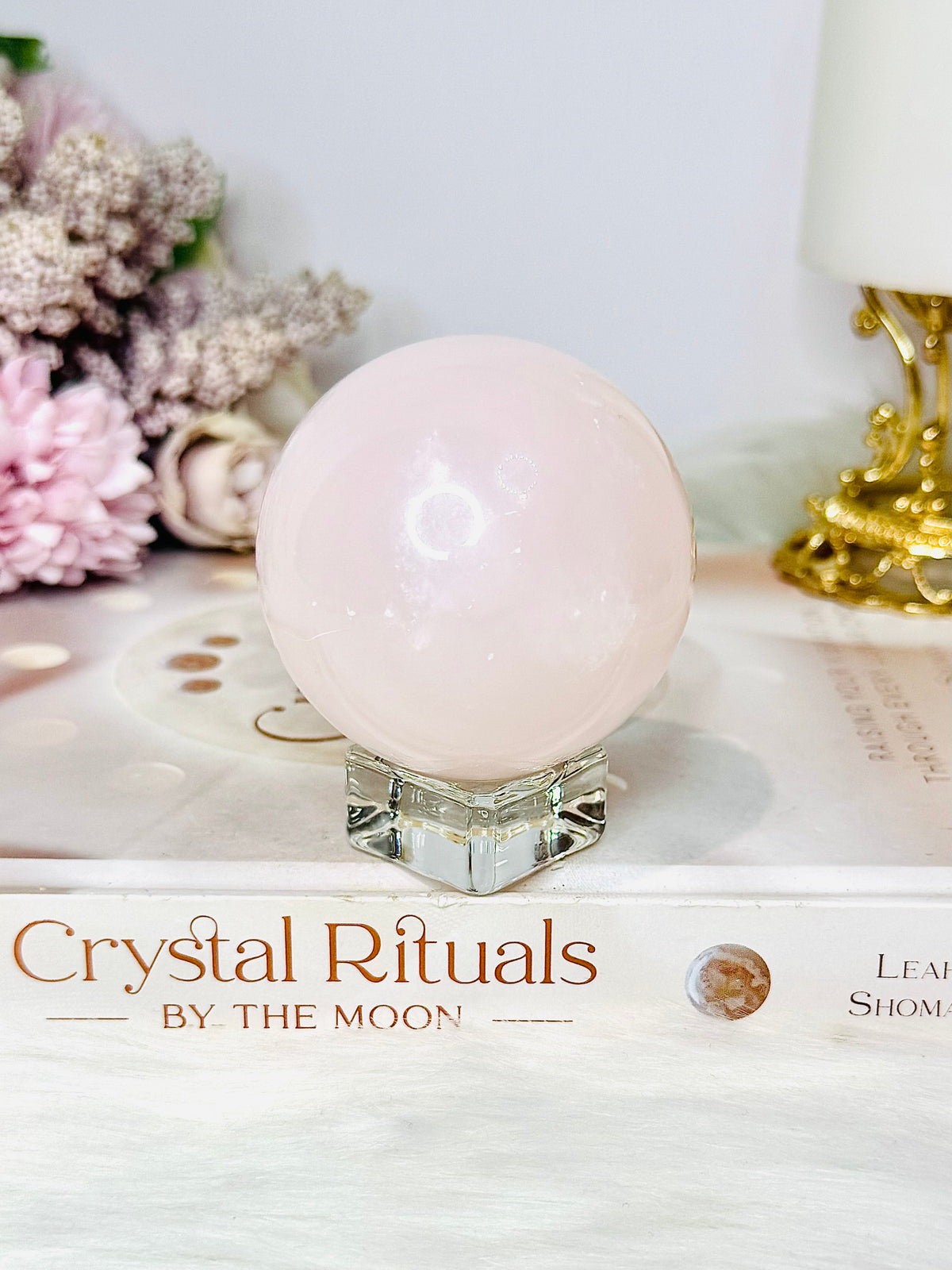 Pink Mangano Calcite (UV Reactive) Sphere on Stand 285g