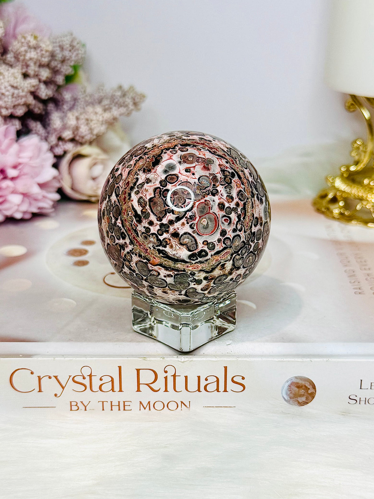 Leopard skin Jasper Sphere On Stand 214g