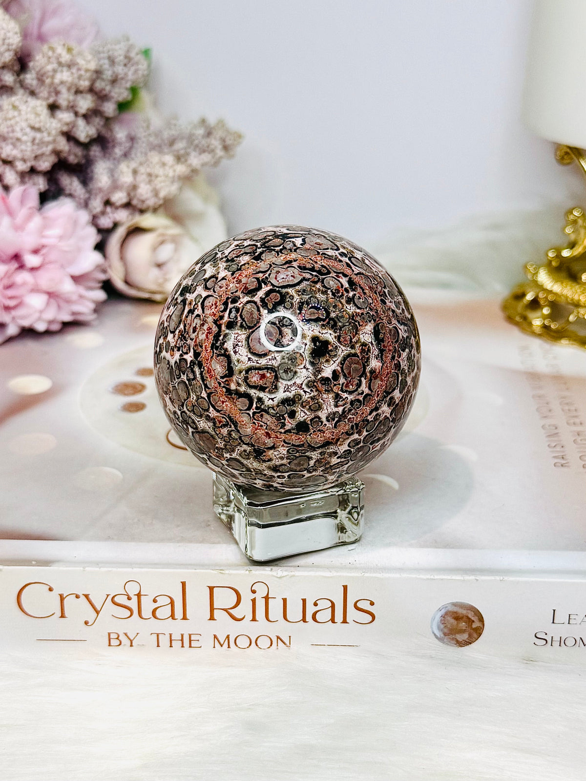 Leopard skin Jasper Sphere On Stand 214g