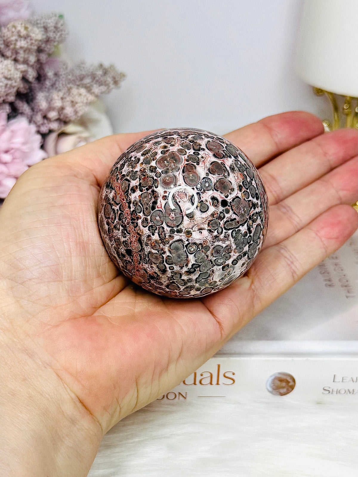 Leopard skin Jasper Sphere On Stand 214g