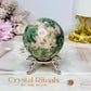 Pink Opal X Green Tourmaline Sphere on Stand 378g