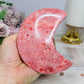 Large Rare Thulite with Epidote Carved Moon on Stand 434g