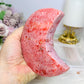 Large Rare Thulite with Epidote Carved Moon on Stand 434g