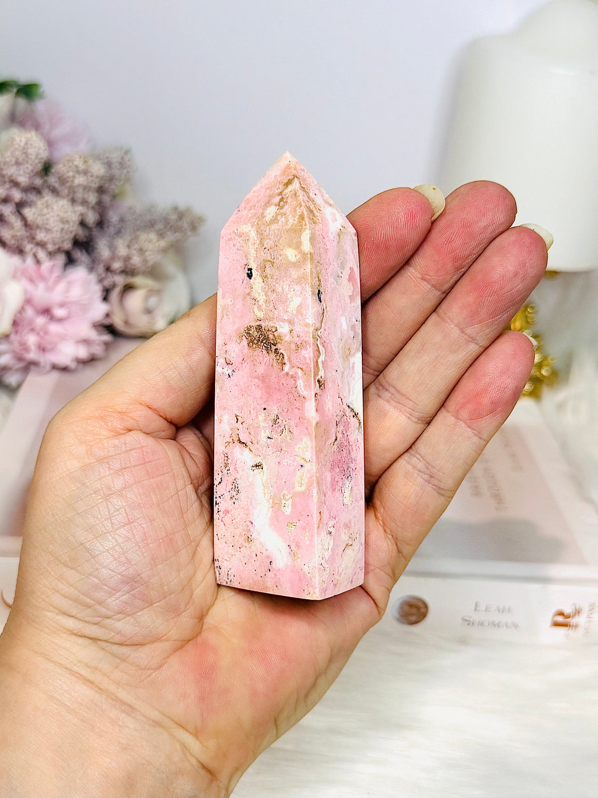 Pink Peruvian Rhodonite Tower 10cm