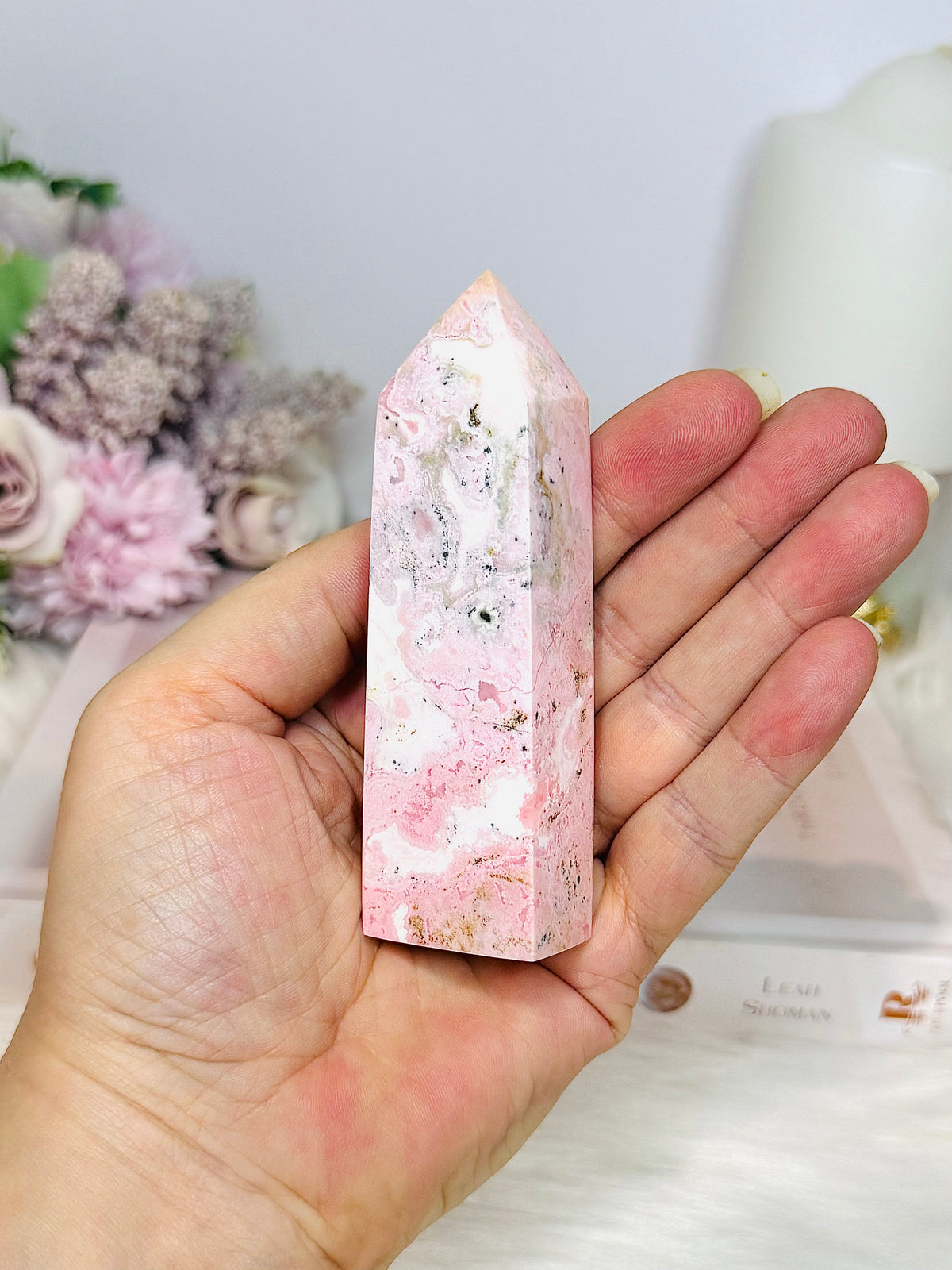Pink Peruvian Rhodonite Tower 10cm