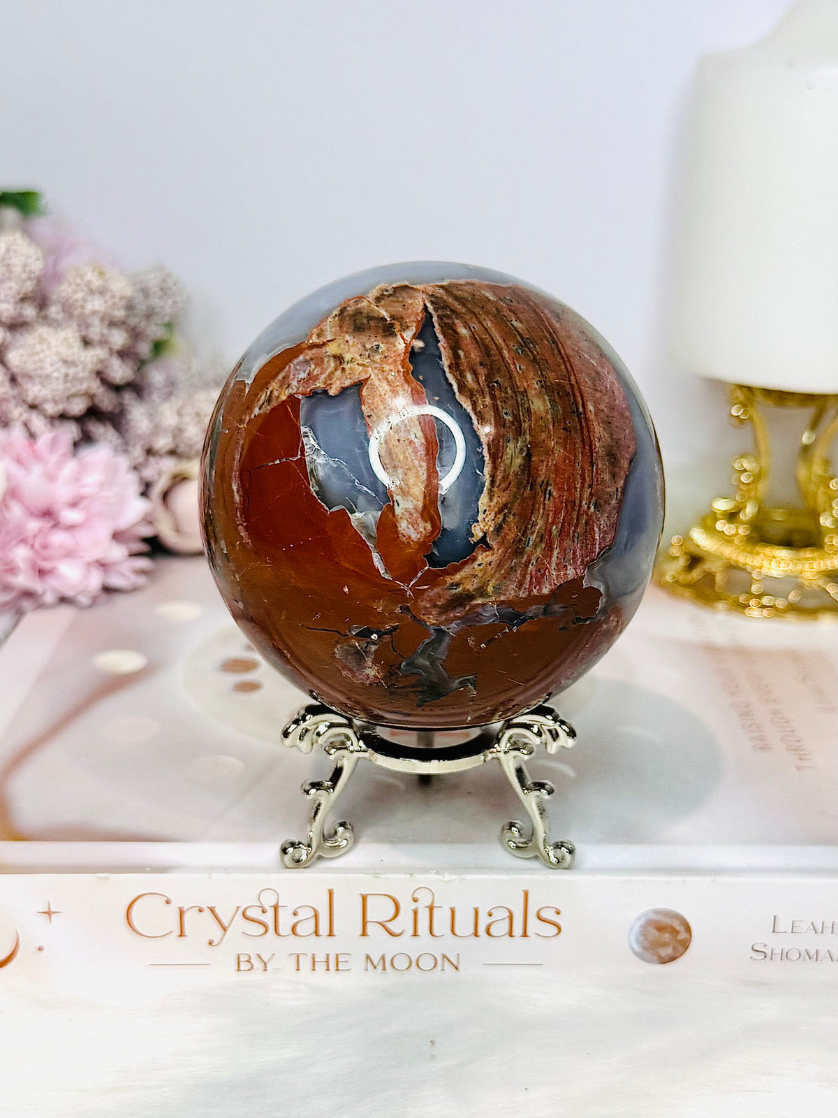 Large Football Agate Sphere On Stand 662g
