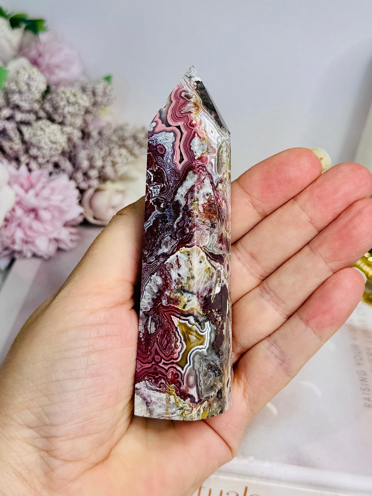 Mexican Lace Agate Tower 12cm