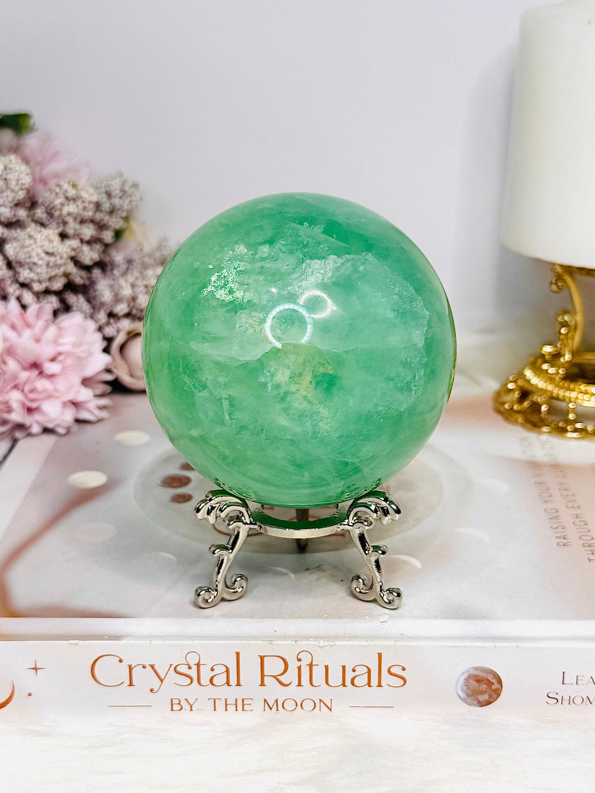 Green Fluorite Sphere On Stand 768g