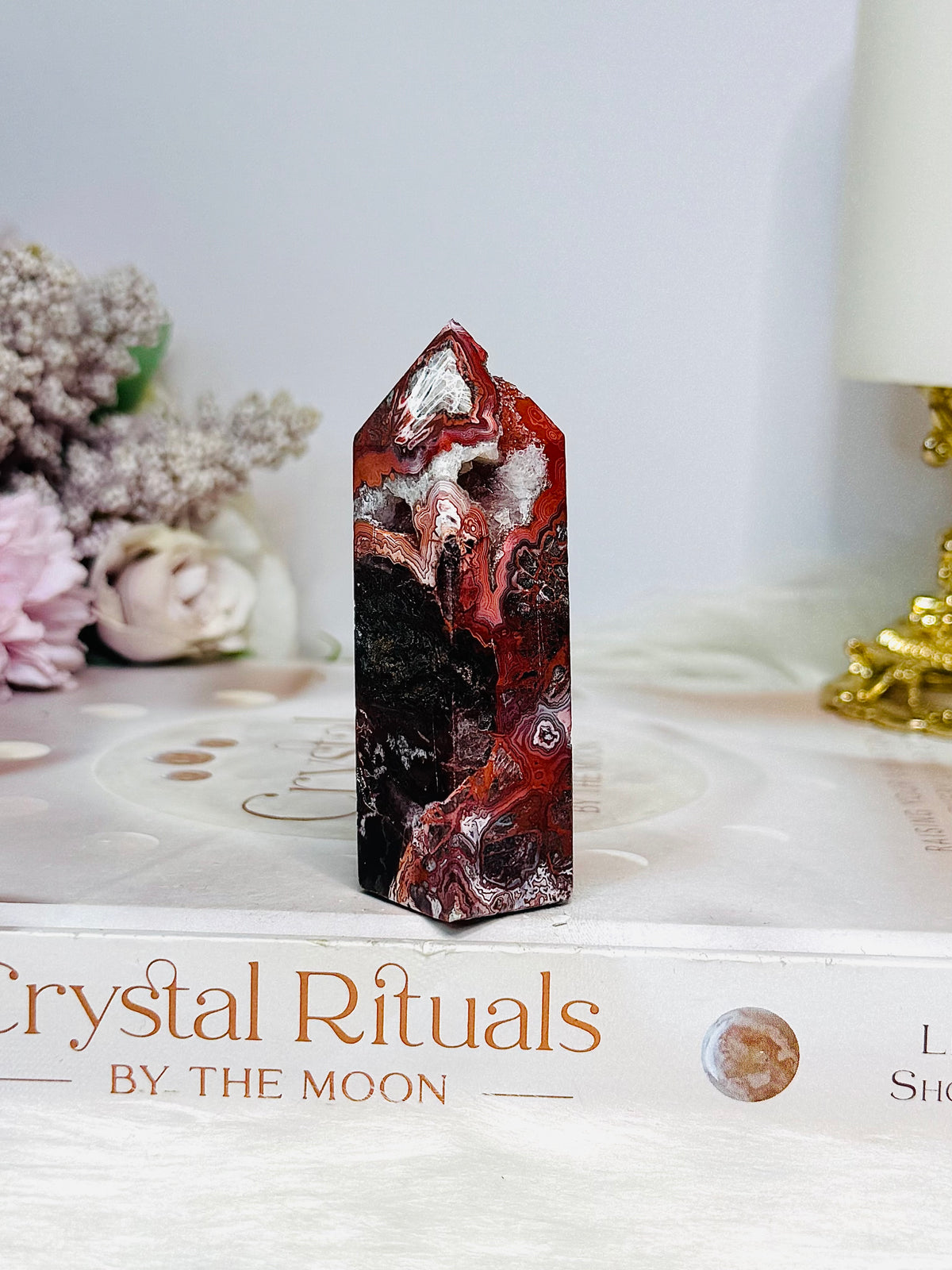 Red Mexican Agate Druzy Tower 7.5cm