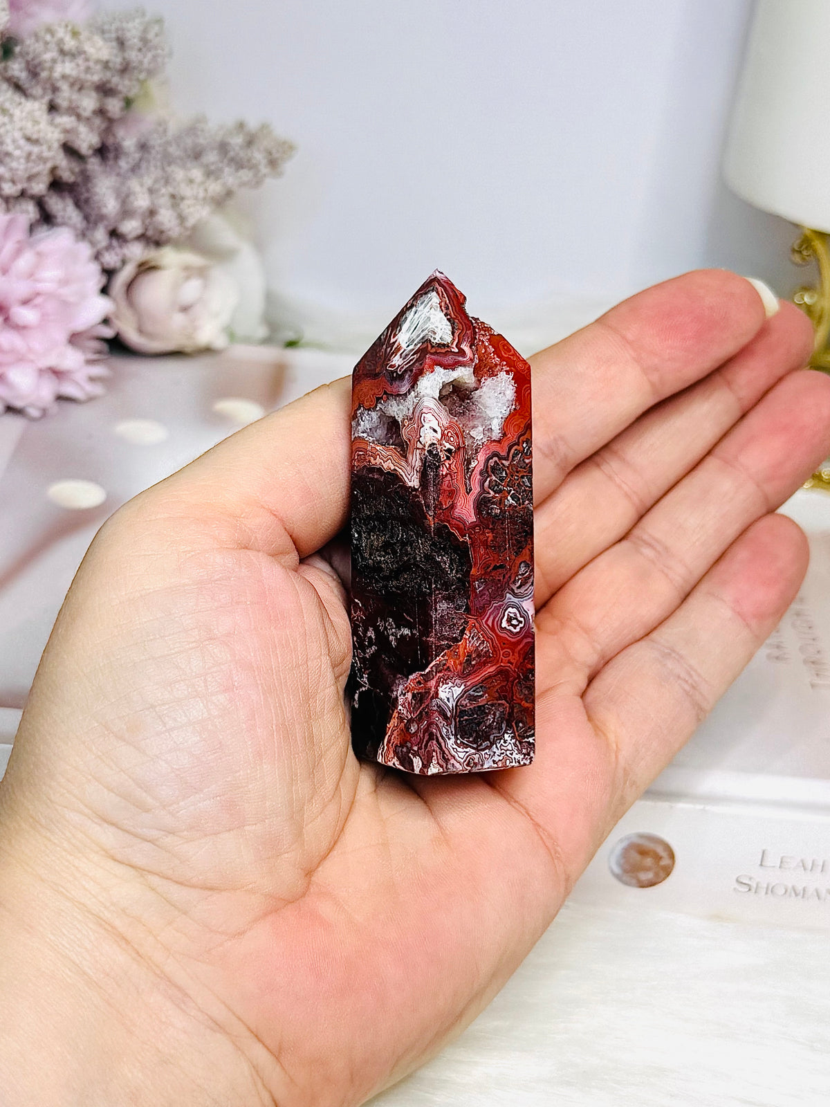 Red Mexican Agate Druzy Tower 7.5cm