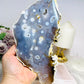 Large Chunky Orbicular Druzy Jasper Slab On Stand 652g 22cm