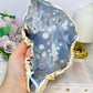 Large Chunky Orbicular Druzy Jasper Slab On Stand 652g 22cm