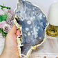Large Chunky Orbicular Druzy Jasper Slab On Stand 652g 22cm