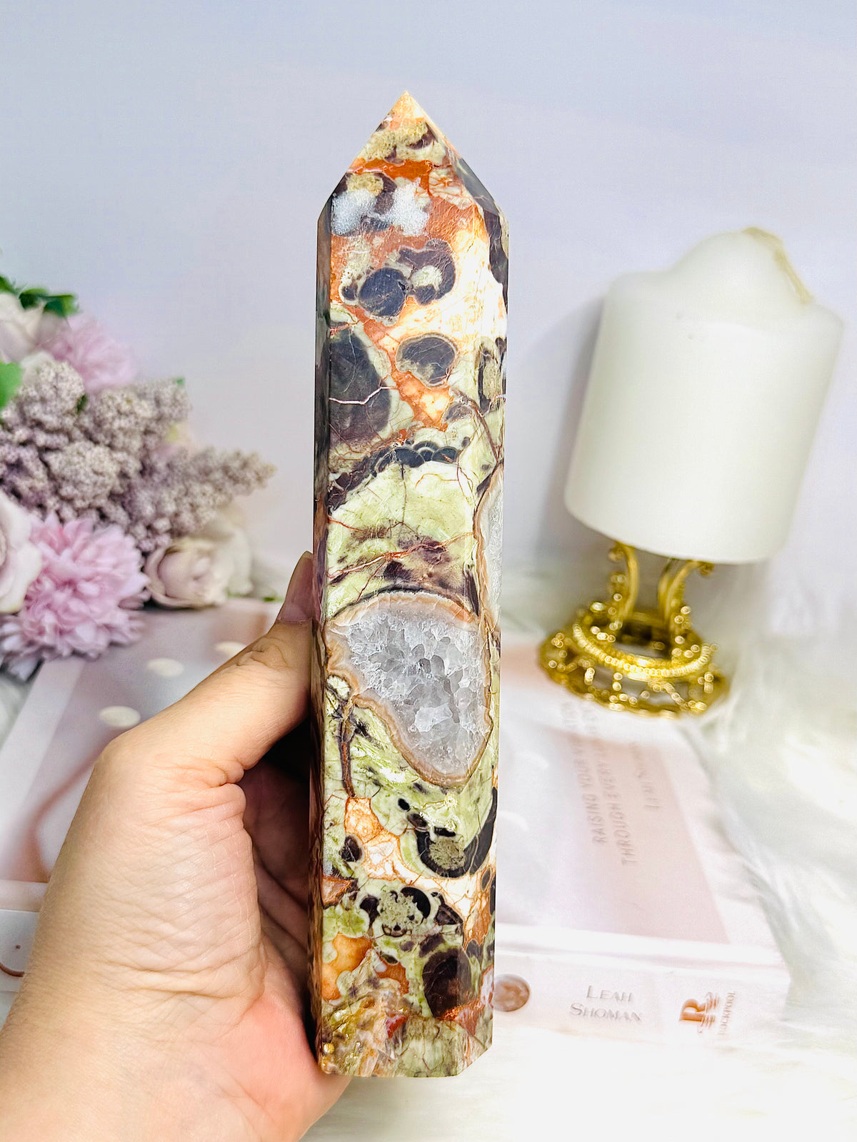 Large Money Agate Tower 20cm