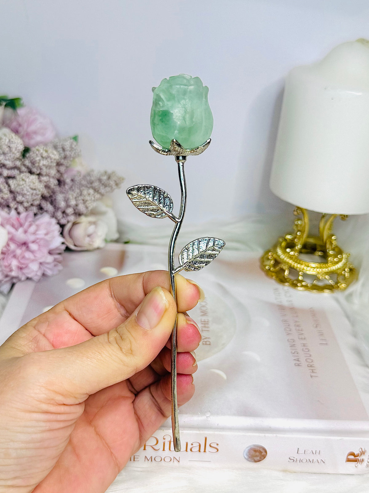 Green Fluorite Forever Rose 15cm