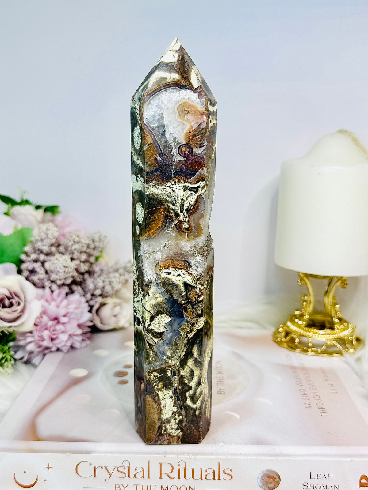 Large Money Agate Druzy Tower 19.5cm