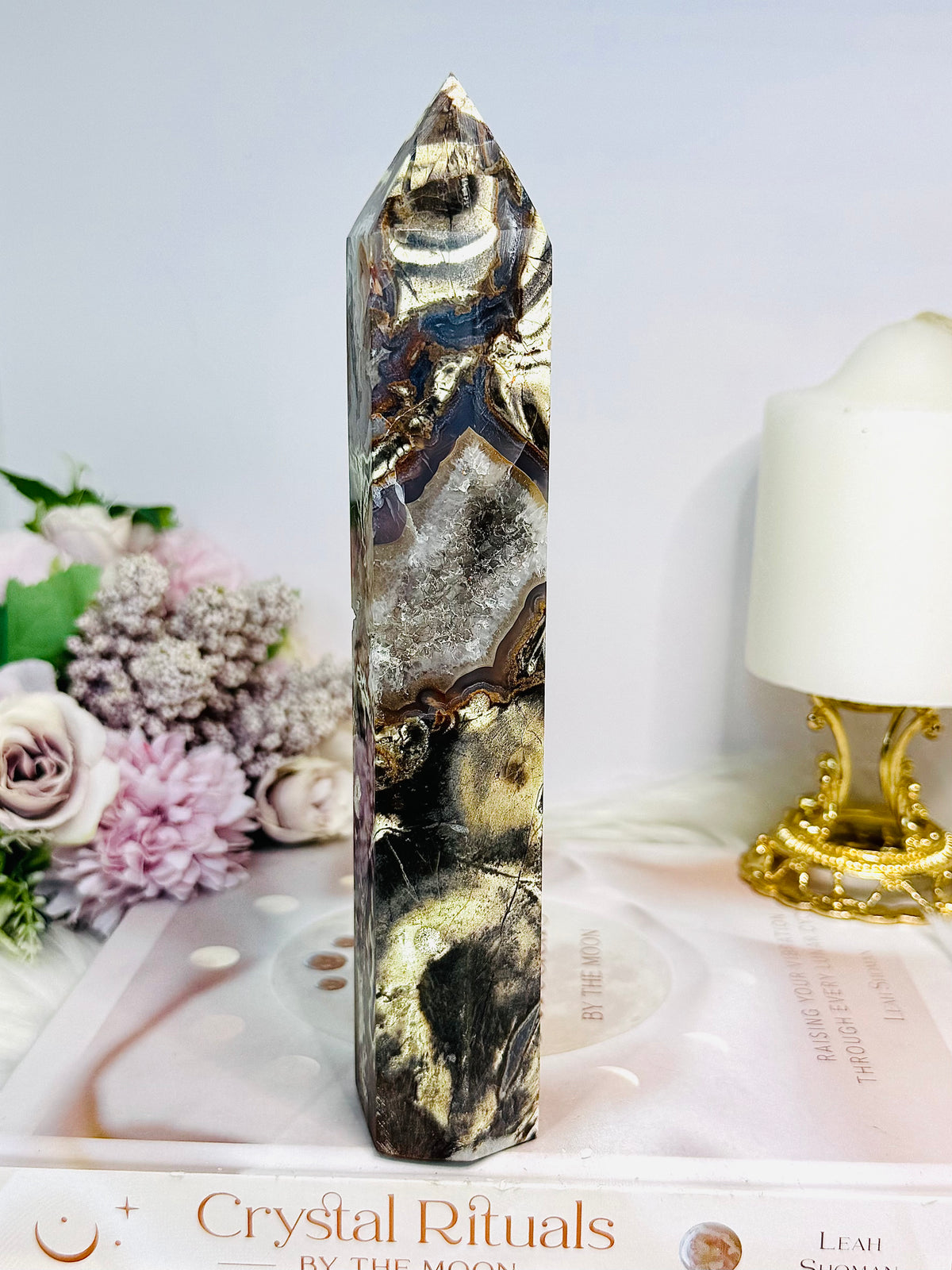 Large Money Agate Druzy Tower 19.5cm