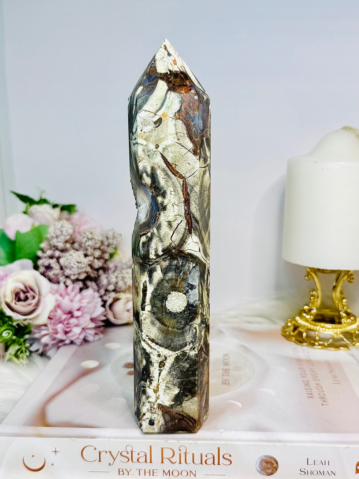 Large Money Agate Druzy Tower 19.5cm
