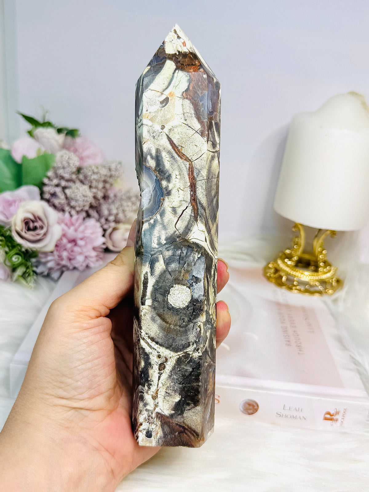 Large Money Agate Druzy Tower 19.5cm