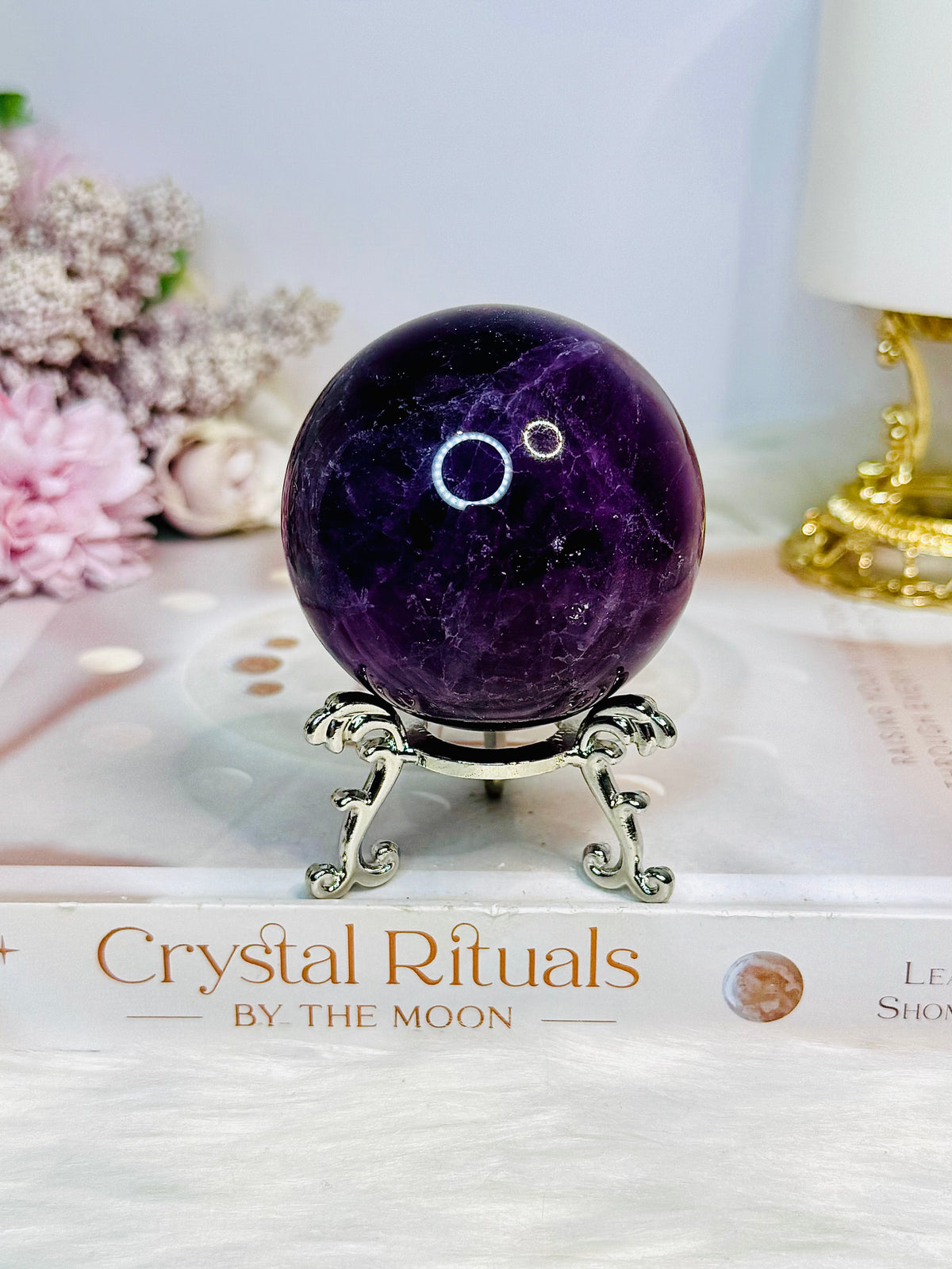 High Grade Watermelon Fluorite Sphere on Stand 337g