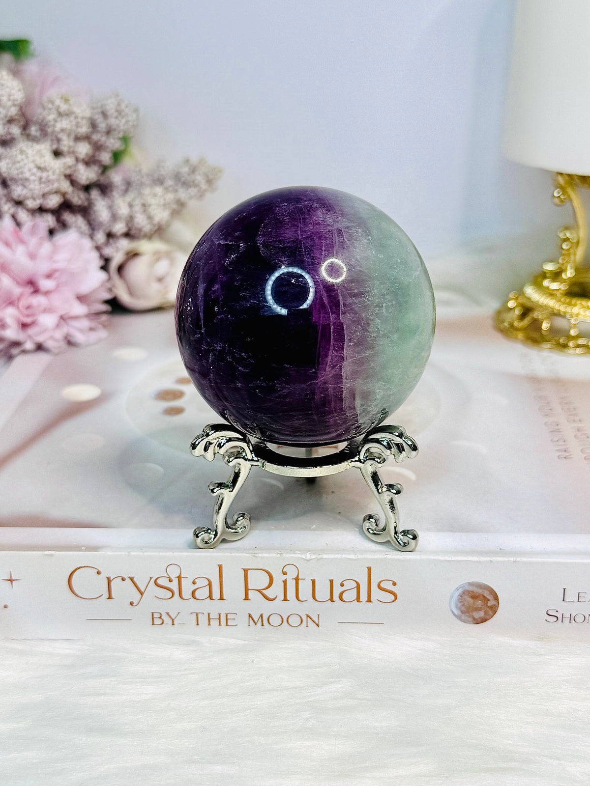 High Grade Watermelon Fluorite Sphere on Stand 337g