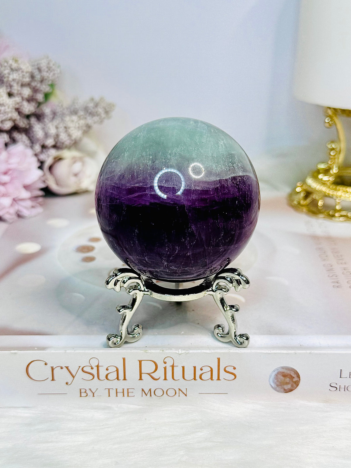 High Grade Watermelon Fluorite Sphere on Stand 337g