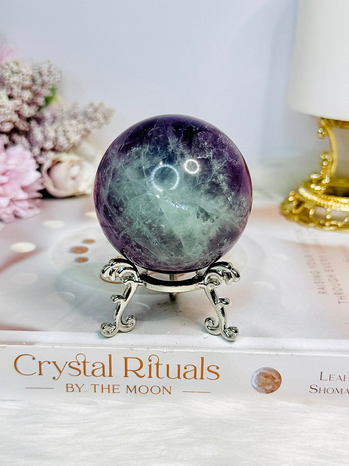 High Grade Watermelon Fluorite Sphere on Stand 337g