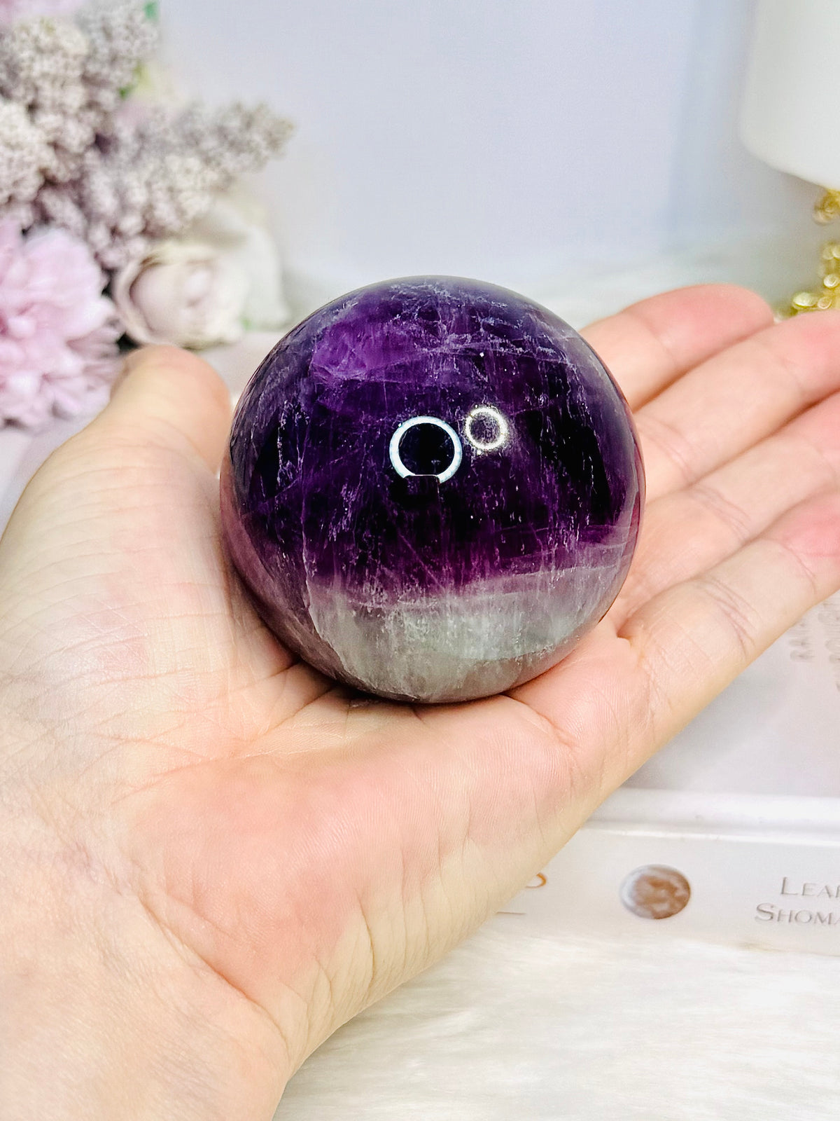 High Grade Watermelon Fluorite Sphere on Stand 337g