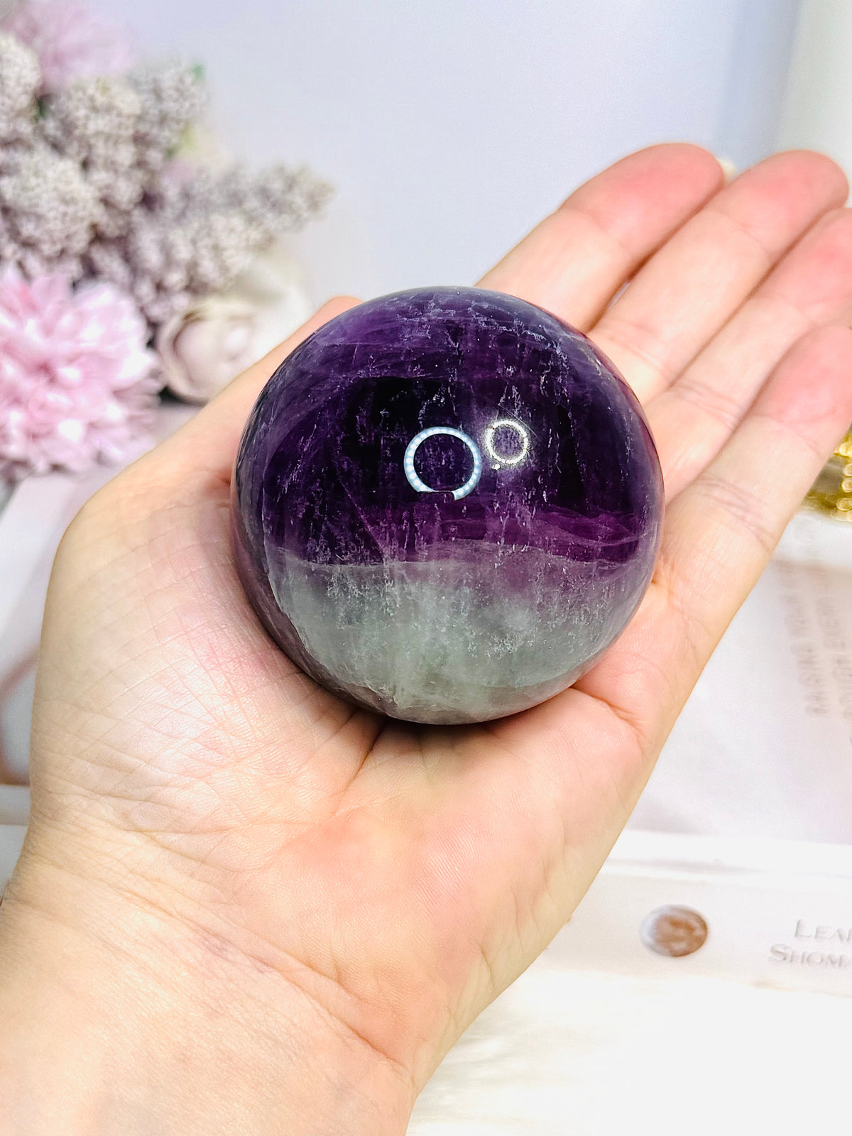 High Grade Watermelon Fluorite Sphere on Stand 337g