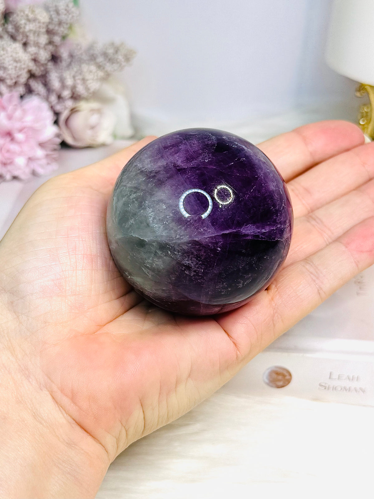 High Grade Watermelon Fluorite Sphere on Stand 337g