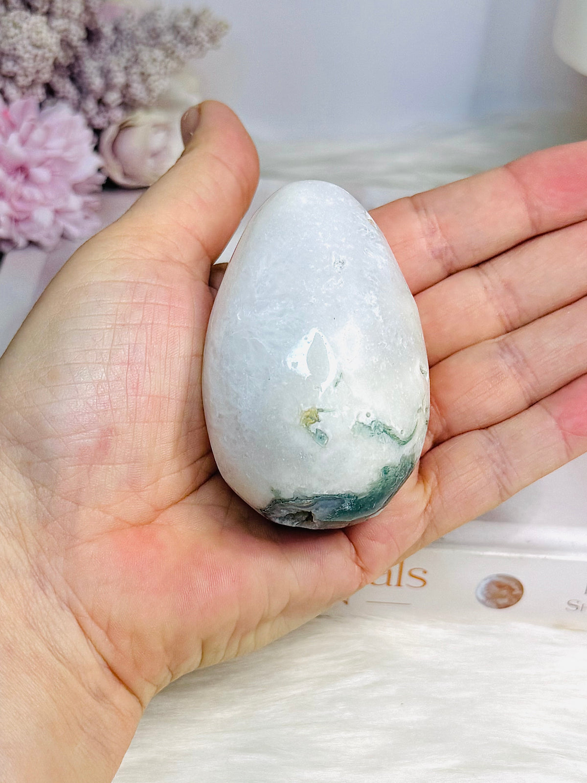 Moss Agate In Quartz Druzy Egg 184g